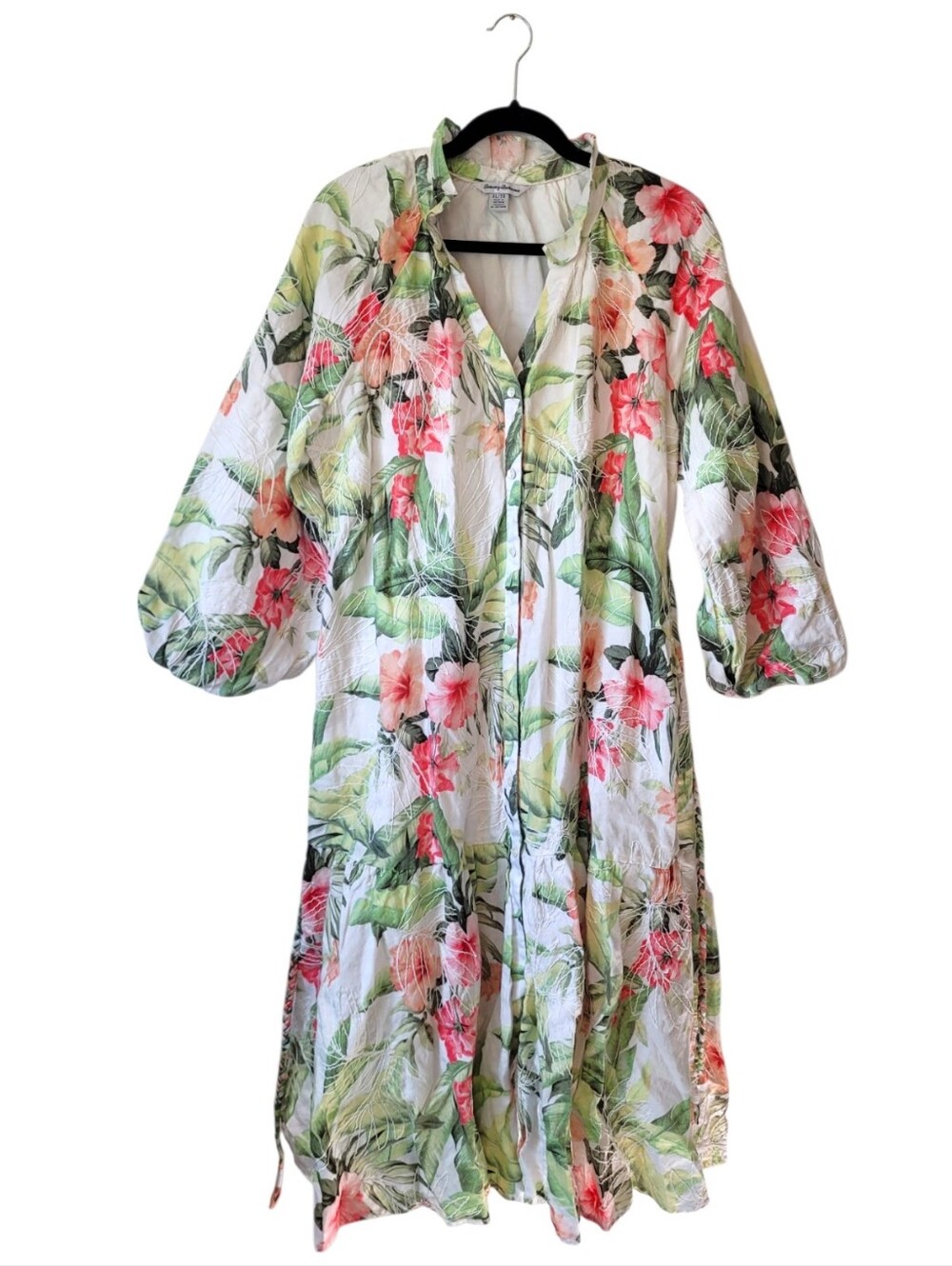 Tommy Bahama 100% Linen Tropical Floral Tie-Waist Cotton Voile Dress Size XL - Picture 6 of 6